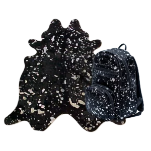 Bovine Hair-on Hide Metallic Black & Silver